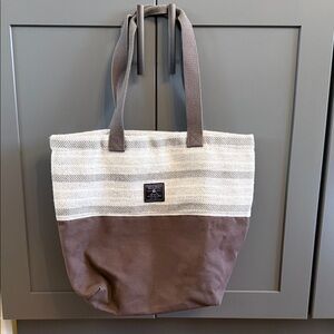 Fairbault Woolen Mill Company- Canvas Two-Tone Tote Bag in Brown and Cream